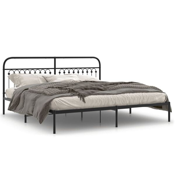 vidaXL Cadre de lit m&eacute;tal sans matelas avec t&ecirc;te de lit noir 200x200cm