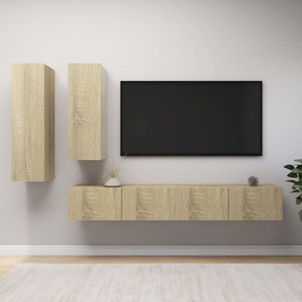 vidaXL Ensemble de meubles TV 4 pcs Ch&ecirc;ne sonoma Bois d'ing&eacute;nierie