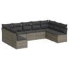 vidaXL Salon de jardin 9 pcs avec coussins gris r&eacute;sine tress&eacute;e