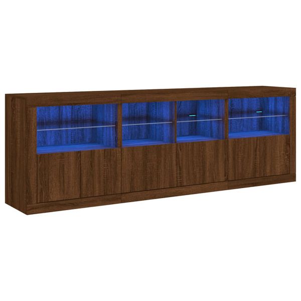 vidaXL Buffet avec lumières LED chêne marron 202x37x67 cm