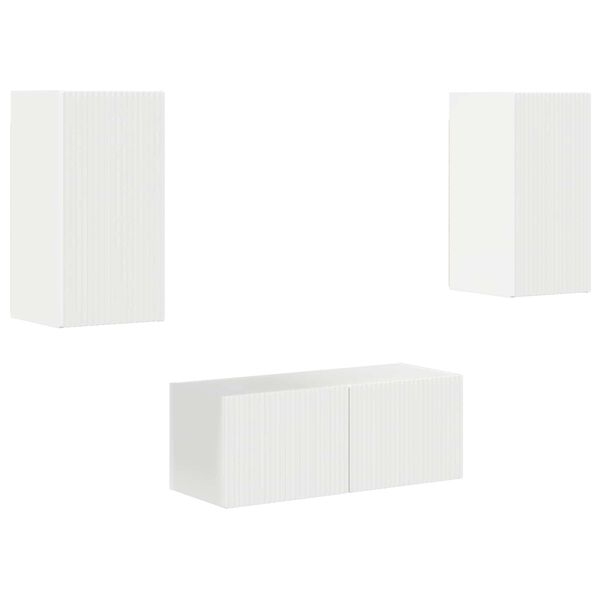 vidaXL Ensemble meuble TV 6 pcs Blanc brillant Bois d'ing&eacute;nierie