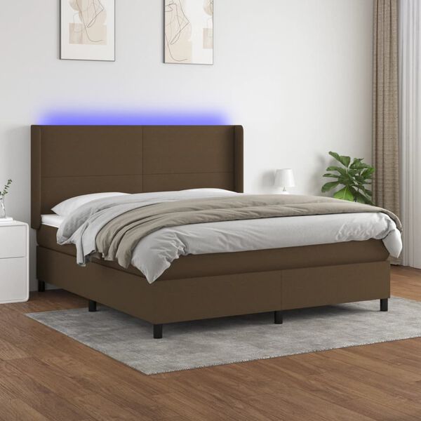 vidaXL Sommier &agrave; lattes de lit matelas LED Marron fonc&eacute; 180x200 cm