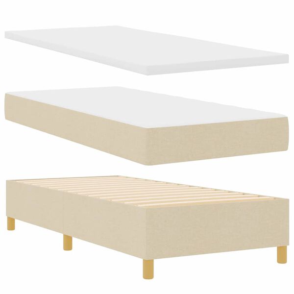 vidaXL Lit &agrave; ressorts avec matelas Cr&egrave;me 90 x 190 cm tissu