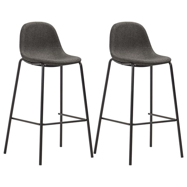 vidaXL Chaises de bar lot de 2 gris foncé tissu