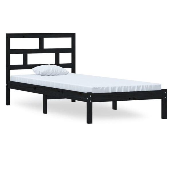 vidaXL Cadre de lit sans matelas noir bois massif 100x200 cm