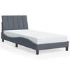 vidaXL Cadre de lit avec LED sans matelas Hanko gris fonc&eacute; 90x190 cm velours