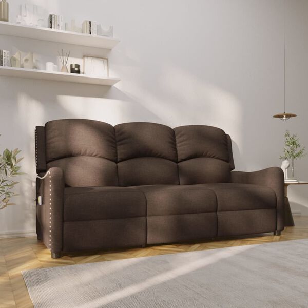 vidaXL Fauteuil de massage inclinable &agrave; 3 places marron tissu