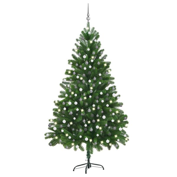 vidaXL Arbre de Noël artificiel pré-éclairé et boules 210 cm vert