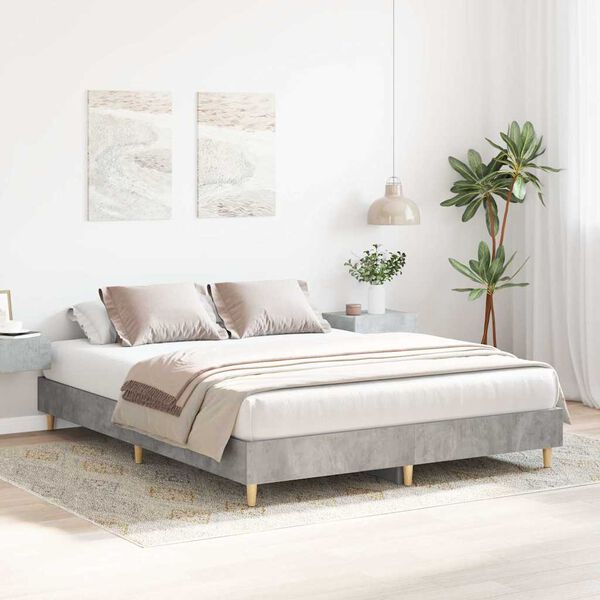 vidaXL Cadre de lit sans matelas gris b&eacute;ton 150x200 cm bois ing&eacute;nierie