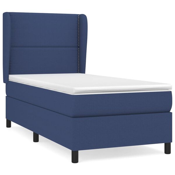 vidaXL Sommier &agrave; lattes de lit avec matelas Bleu 90x190 cm Tissu