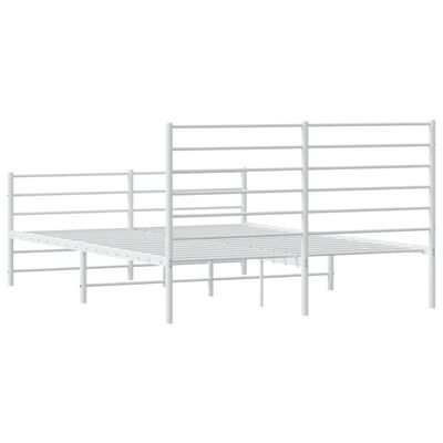 vidaXL Cadre de lit métal sans matelas et pied de lit blanc 140x190 cm