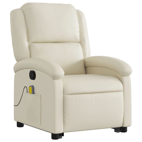 vidaXL Fauteuil inclinable de massage Crème Similicuir