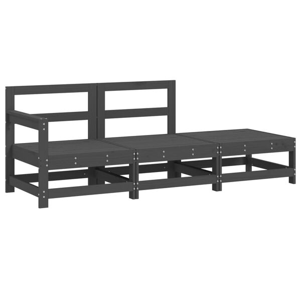 vidaXL Salon de jardin 3 pcs gris bois massif de pin
