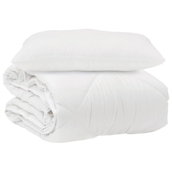 vidaXL Couette avec oreiller 2 pcs Blanc Microfibre