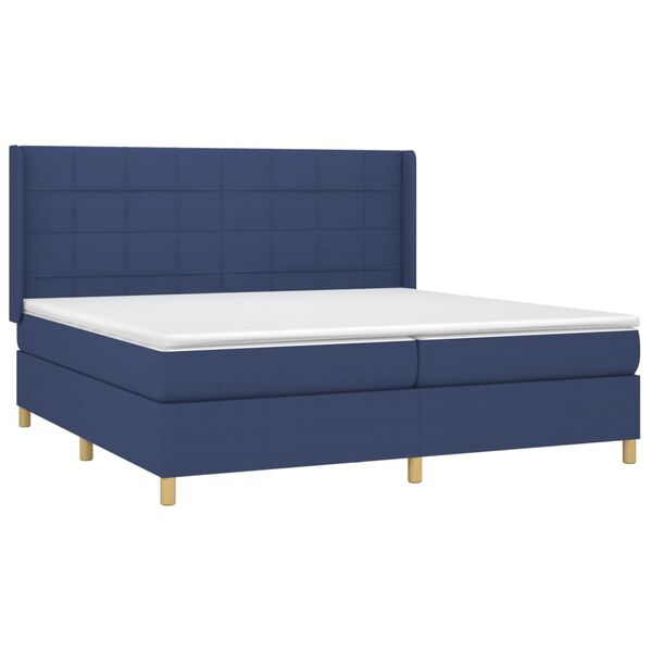 vidaXL Sommier &agrave; lattes de lit et matelas et LED Bleu 200x200 cm Tissu