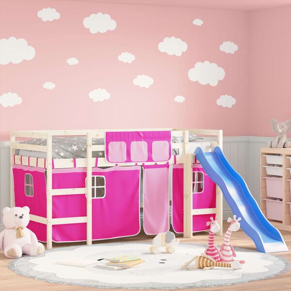 vidaXL Rideaux pour lit mezzanine rose polyester