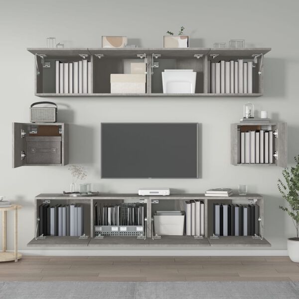 vidaXL Ensemble de meubles TV 6 pcs Gris béton Bois d'ingénierie