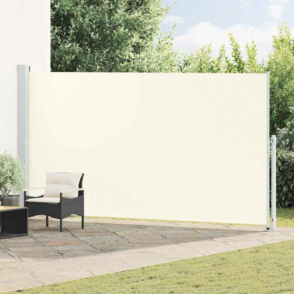 vidaXL Auvent lat&eacute;ral r&eacute;tractable de patio 200x500 cm Cr&egrave;me