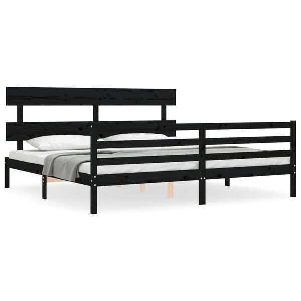 vidaXL Cadre de lit sans matelas noir 200x200 cm bois massif