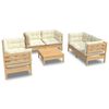 vidaXL Salon de jardin 7 pcs avec coussins cr&egrave;me bois de pin massif