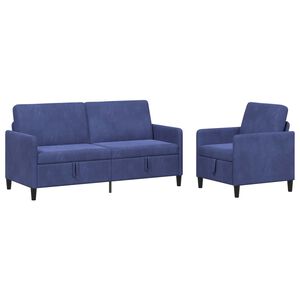 vidaXL Canap&eacute; avec rangement 2 pc Bleu police Polyester