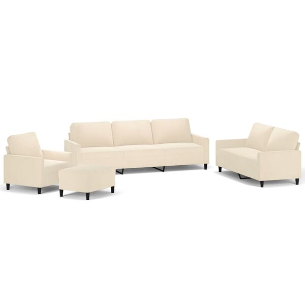 vidaXL Ensemble de canap&eacute;s 4 pcs avec coussins Cr&egrave;me Velours