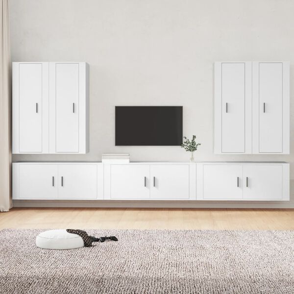 vidaXL Ensemble de meubles TV 7 pcs Blanc Bois d'ingénierie