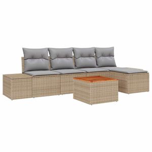 vidaXL Ensemble de canap&eacute; de jardin 6 pc Beige et Gris clair polyrotin