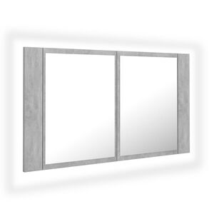 vidaXL Armoire de salle de bain &agrave; miroir LED Gris b&eacute;ton Acrylique