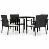 vidaXL Ensemble de salle &agrave; manger pour jardin 5 pcs Noir polyrotin