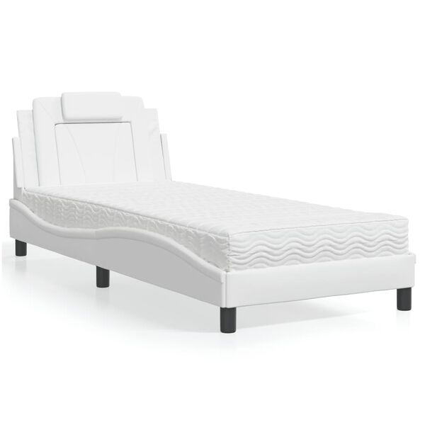 vidaXL Lit Viana avec matelas blanc 90x190 cm similicuir