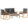 vidaXL Salon de jardin 4 pcs avec coussins Noir R&eacute;sine tress&eacute;e