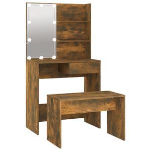 vidaXL Ensemble de coiffeuse avec LED Ch&ecirc;ne fum&eacute; Bois d'ing&eacute;nierie