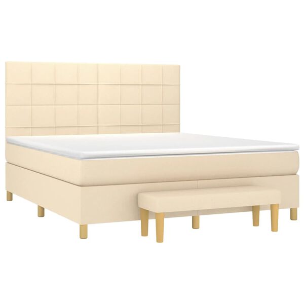 vidaXL Sommier &agrave; lattes de lit avec matelas Cr&egrave;me 160x200 cm Tissu