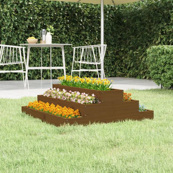 vidaXL Jardinière Marron miel 80x80x27 cm Bois massif de pin