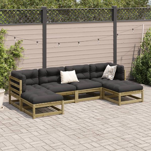 vidaXL Salon de jardin 6 pcs avec coussins bois de pin impr&eacute;gn&eacute;