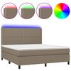 vidaXL Sommier &agrave; lattes de lit et matelas et LED Taupe 180x200cm Tissu