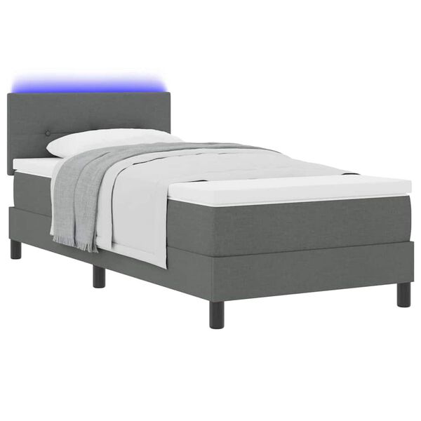 vidaXL Lit &agrave; ressorts avec matelas Gris fonc&eacute; 90 x 190 cm tissu