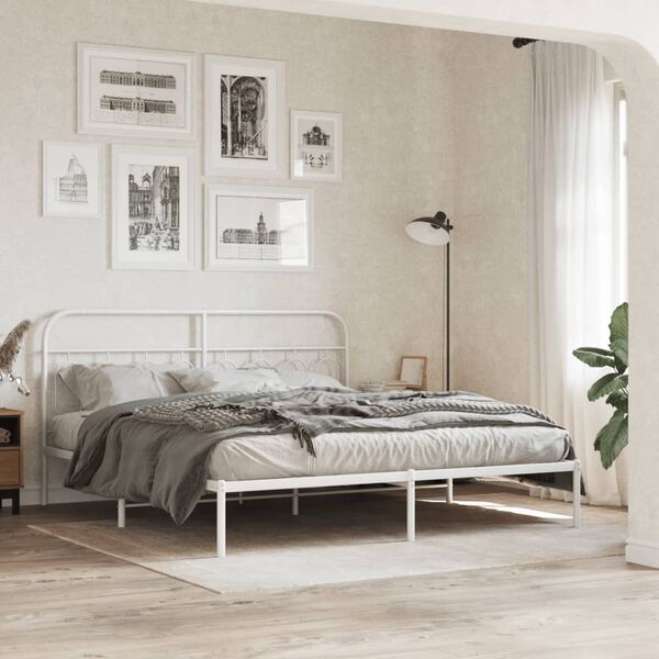 vidaXL T&ecirc;te de lit de remplacement m&eacute;tal blanc 193 cm