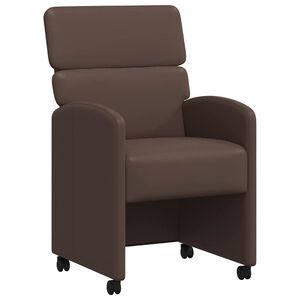 vidaXL Chaises de Salle &agrave; Manger avec Roues 2 pc Simili cuir Marron