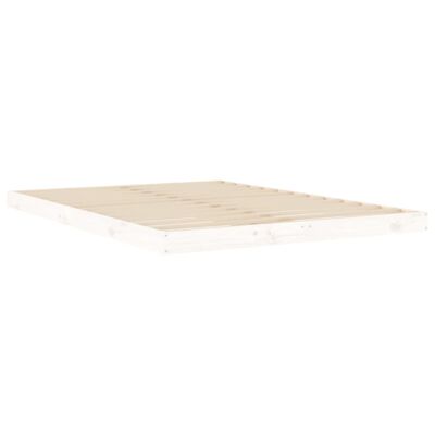 vidaXL Cadre de lit blanc 135x190 cm double bois massif de pin