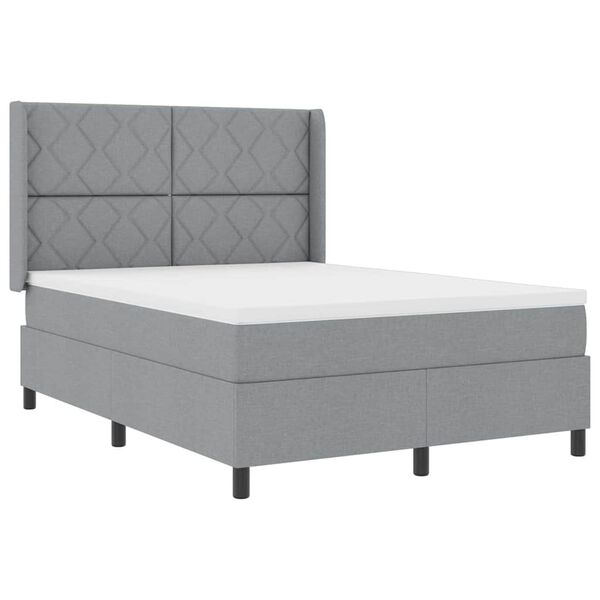 vidaXL Lit &agrave; ressorts avec matelas Gris clair 140 x 200 cm tissu