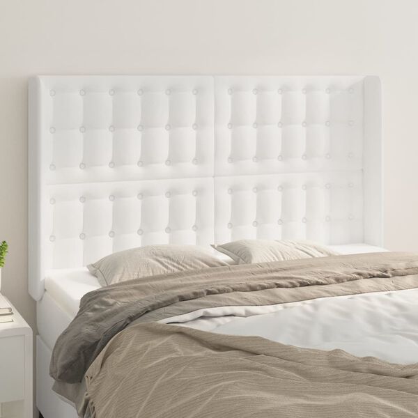 vidaXL T&ecirc;te de lit avec oreilles Blanc 147x16x118/128 cm Similicuir