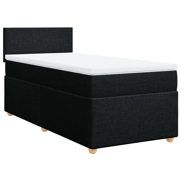 vidaXL Sommier &agrave; lattes de lit avec matelas Noir 90x200 cm Tissu