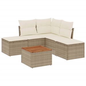 vidaXL Salon de jardin avec coussins 6 pcs beige r&eacute;sine tress&eacute;e