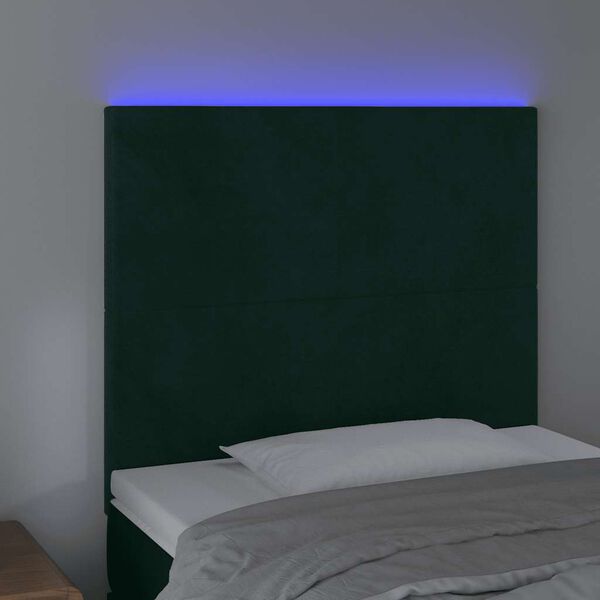 vidaXL T&ecirc;te de lit &agrave; LED Vert fonc&eacute; 80x5x118/128 cm Velours