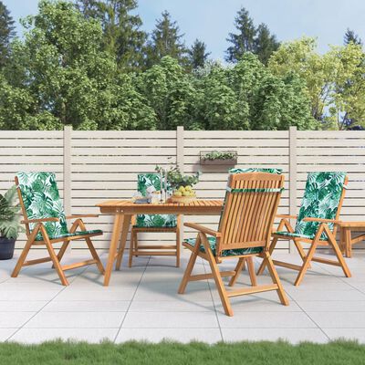 vidaXL Chaises de jardin inclinables 4pcs et coussins bois massif teck