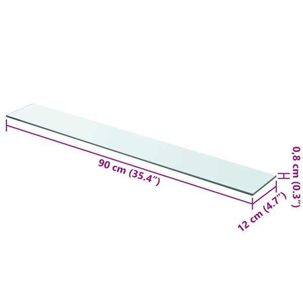 vidaXL Panneaux d'&eacute;tag&egrave;re 2 pcs Verre Transparent 90 x 12 cm