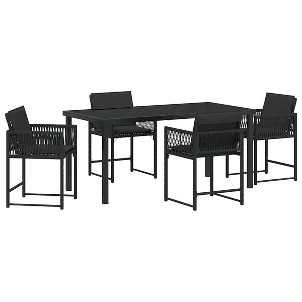 vidaXL Ensemble de salle à manger pour jardin 5 pcs Noir polyrotin