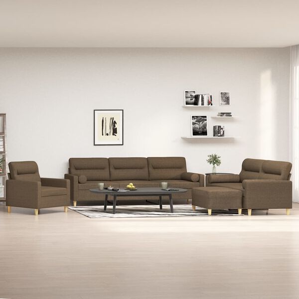 vidaXL Ensemble de canap&eacute;s 3pcs coussins d&eacute;coratifs et coussins Marron